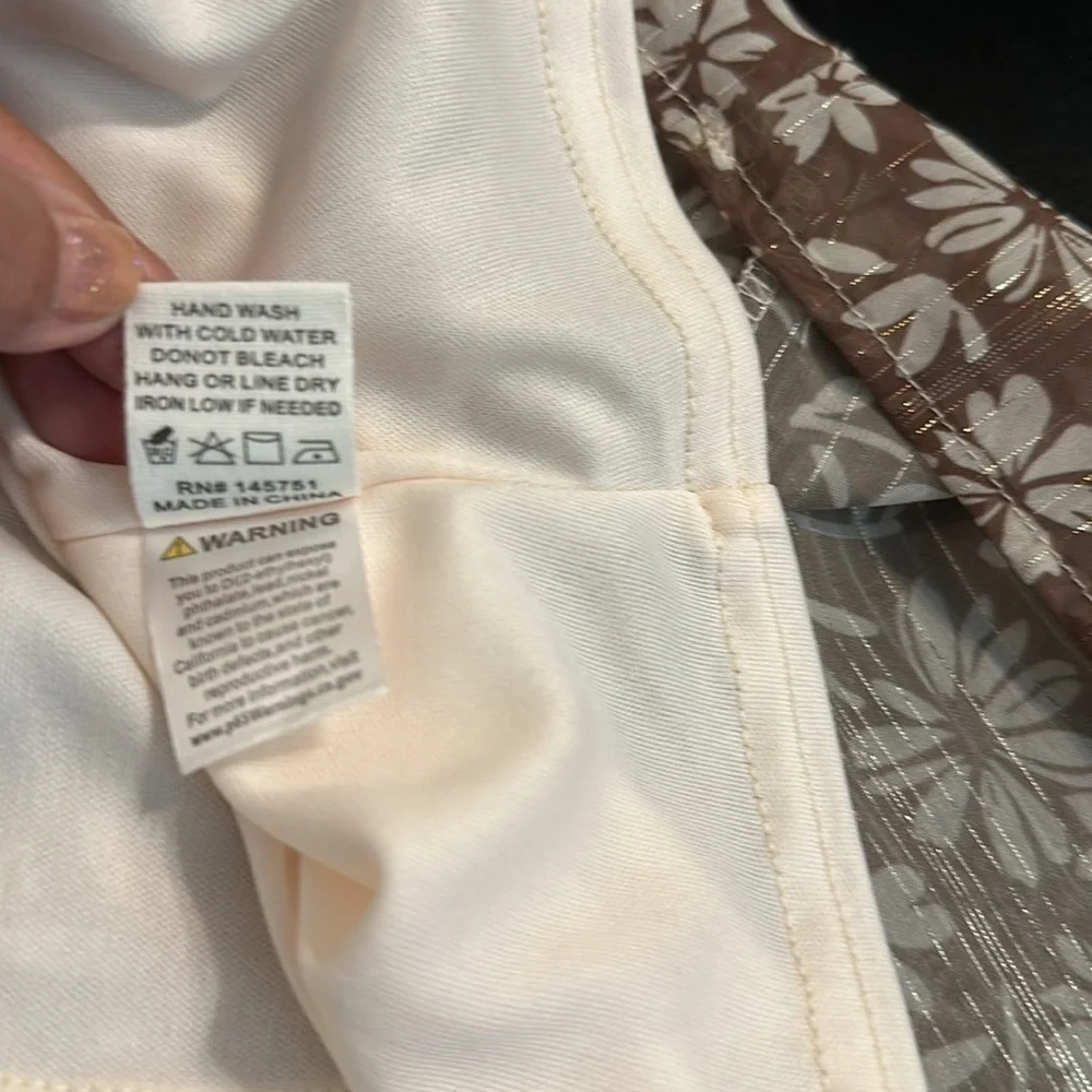 PEACH LOVE CALIFORNIA BOHO FLORAL SHIMMER THREADED DRESS GUC SZ M VERSATILE - Picture 12 of 12